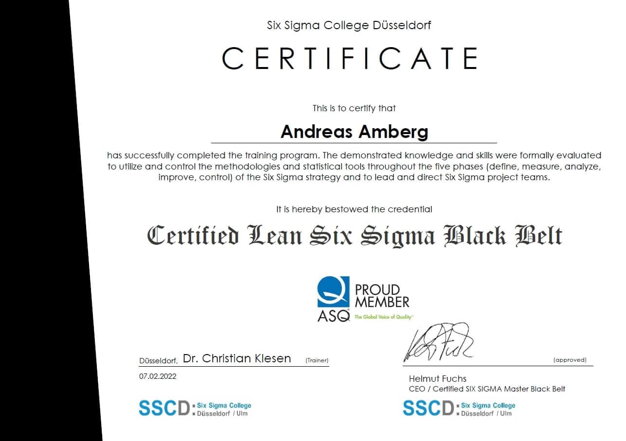 Andreas Amberg | Certified Lean Six Sigma Black Belt