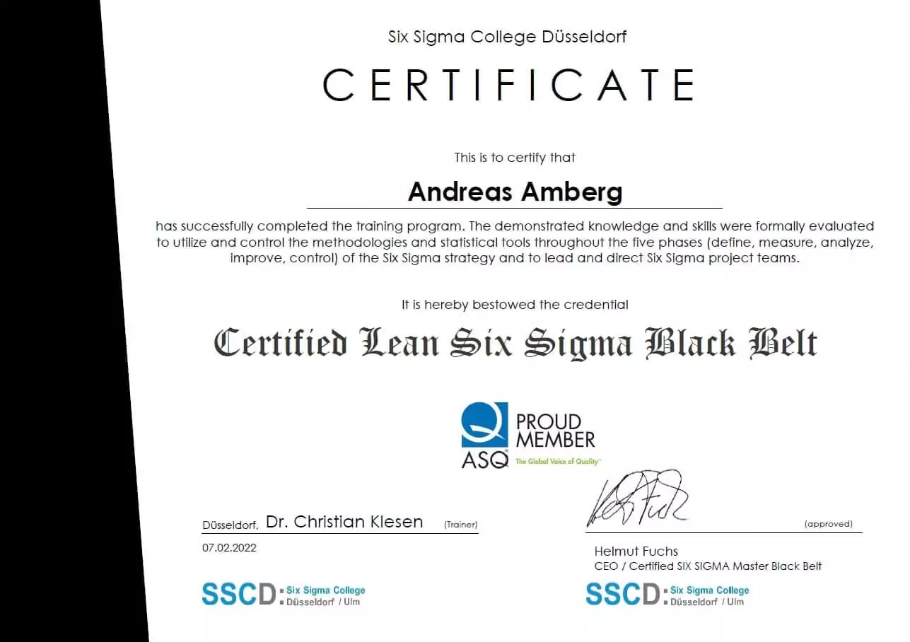 Andreas Amberg | Certified Lean Six Sigma Black Belt